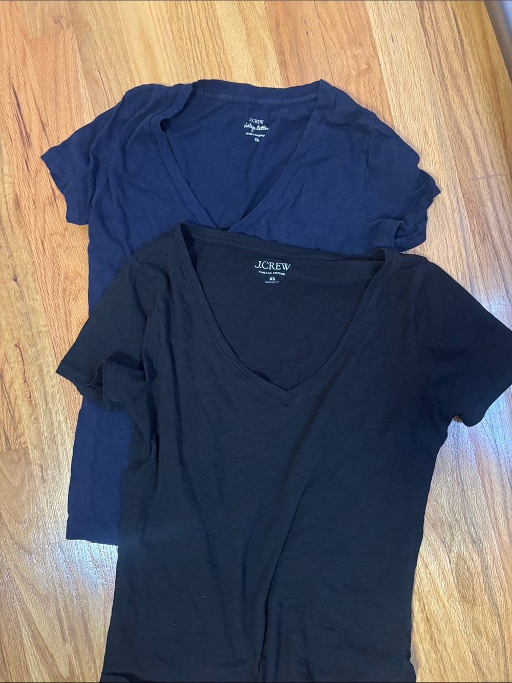 J. Crew Black and Navy V-Neck Tee Duo BUNDLE